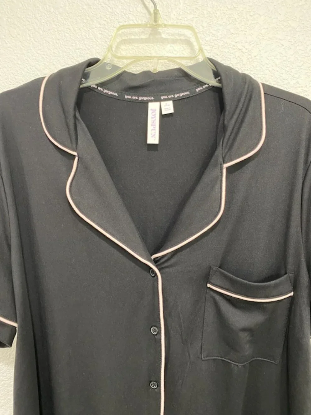 Joyspun Notch Collar PJ Set Sleepwear Lounge Black XL (16-18)